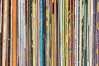 Vieille collection de disques vinyles rock d'occasion rayures de couleur