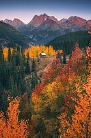 Herbst Wald Hütte Wandkunst - Berglandschaft Fotografie Druck - San Juan Mountains von Colorado Foto