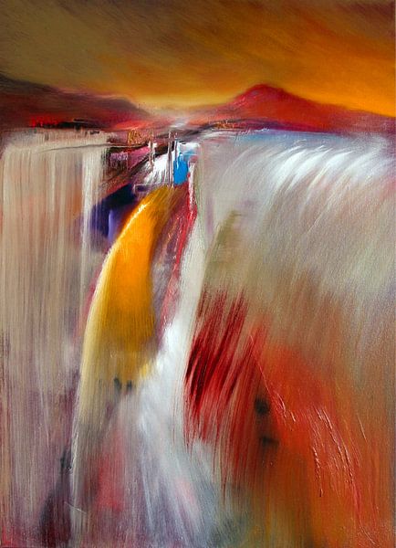 Thundering waterfall: abstract landscape full of vastness by Annette Schmucker