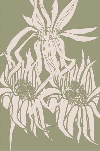 Boho-Botanische Blume auf Salbeigrün Nr. 1 von Dina Dankers