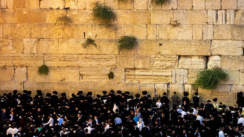 Männer an der Klagemauer in Jerusalem von Jessica Lokker