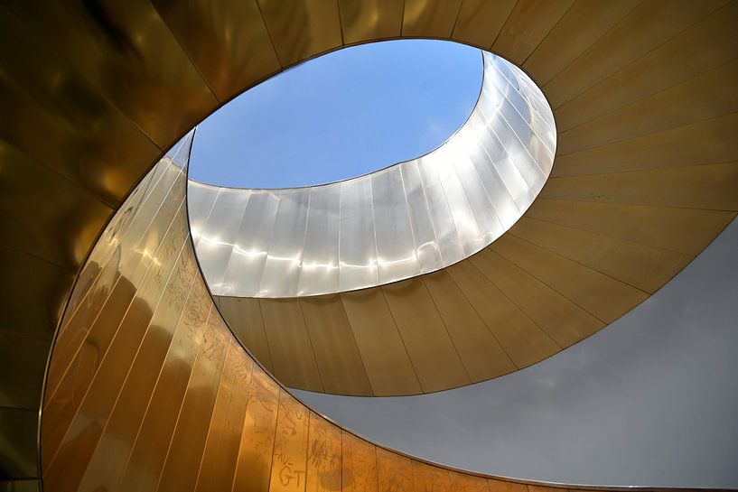 Composition #5: Spiral Staircase in Grey and Gold by Rini Kools