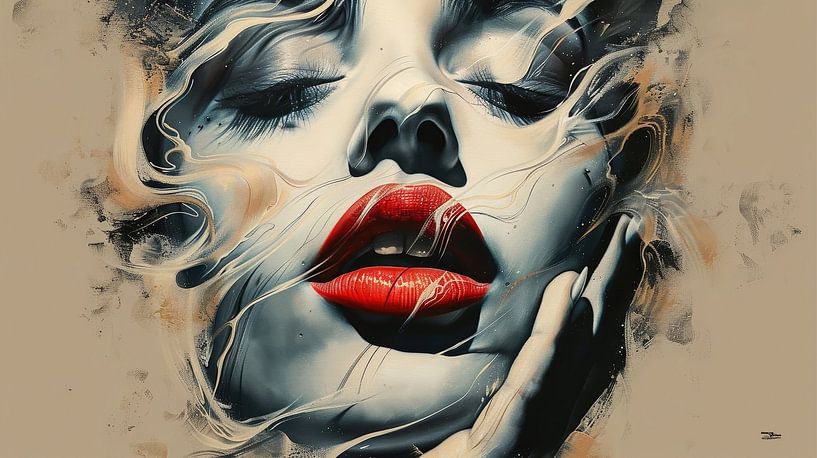 Abstraktes Vintage-Frauengesicht von Gelissen Artworks