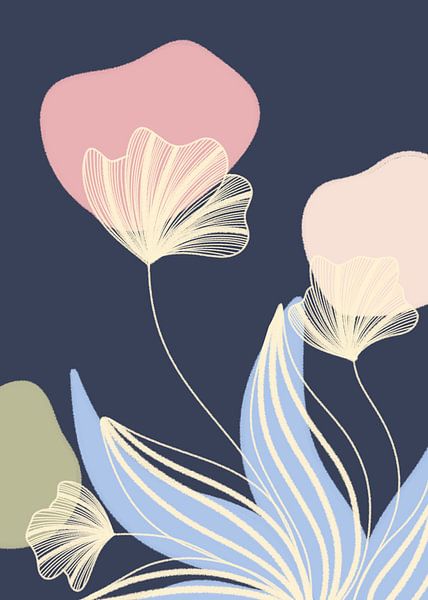 Weiße Linienkunst - Pastell von Moonheart Artworks