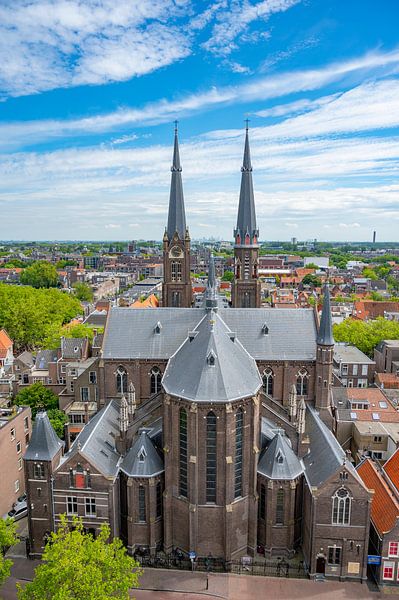 Maria van Jessekerk à Delft pendant une journée d'été vue d'en haut par Sjoerd van der Wal Photographie
