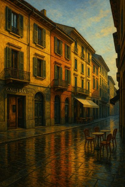 Milan’s Enchanting Glow – Reflections After Rain by Travel Shop