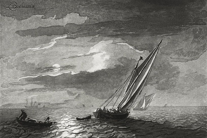 Seestück mit Vollmond , Cornelis Ploos van Amstel (um 1779-1781) von Atelier Liesjes