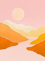 Œuvre d'art Paysage Boho Orange 