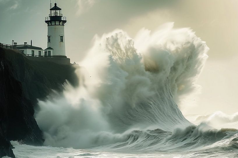 Wild sea, strong lighthouse by fernlichtsicht