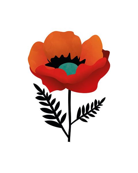 Abstracte klaproos van Tanja Udelhofen