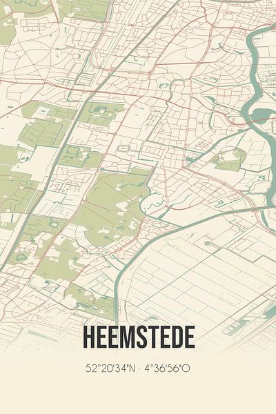 Vieille carte de Heemstede (Noord-Holland) par Affiches de lieux