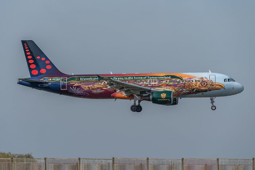 A beautifully painted Brussels Airlines Airbus A320 in the Tomorrowland livery lands here at Brussel by Jaap van den Berg