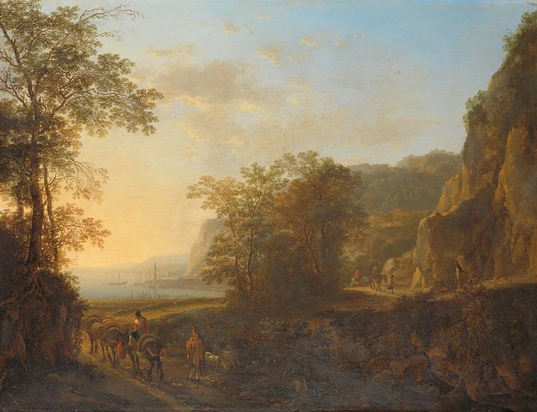 Italienische Landschaft mit Blick auf einen Hafen, Jan Both, 1640 - 1652. von Marieke de Koning