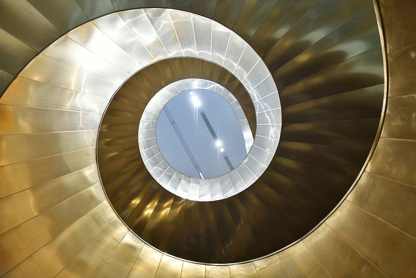 Composition #3: Spiral Staircase in Grey and Gold by Rini Kools