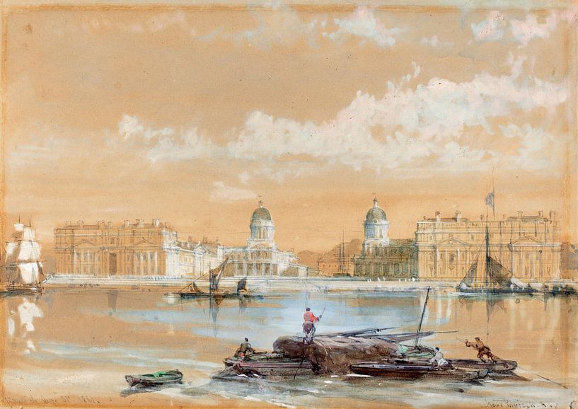 Das &quot;Naval College&quot; vom Fluss in Greenwich, David Roberts von Liszt Collection