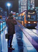Waiting for the tram. Painting by Toon Nagtegaal