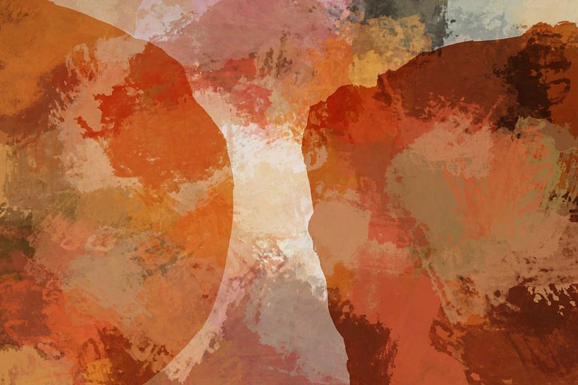 Modernité terrienne dans des tons chauds. Art abstrait moderne n° 4 par Dina Dankers