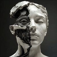 Klassieke buste vermengd met high-tech