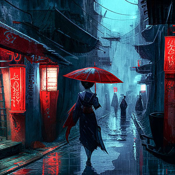 Die Frau mit dem Regenschirm von Max Steinwald