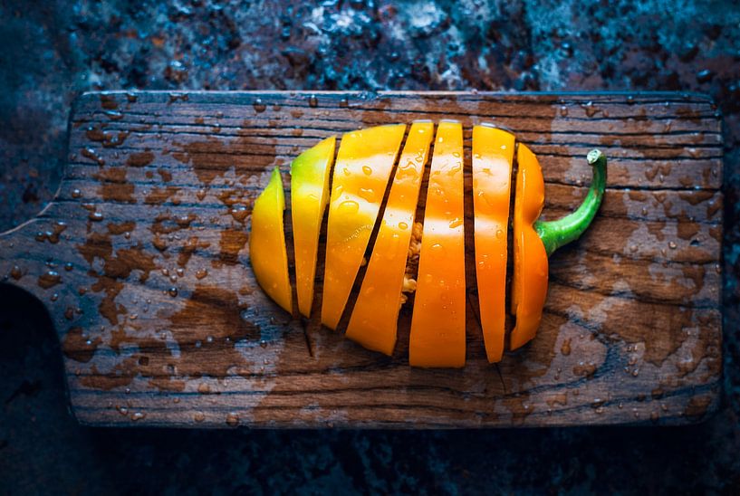 Bell Pepper On A Rustic Wooden Board by Karina Aleksandrova