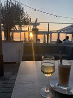 Sunset from terrace on the beach.