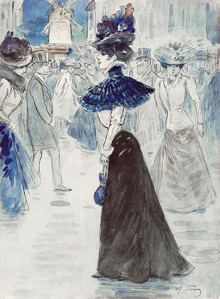 Spaziergänger vor dem Moulin Rouge, Henry Somm von Meisterhafte Meister