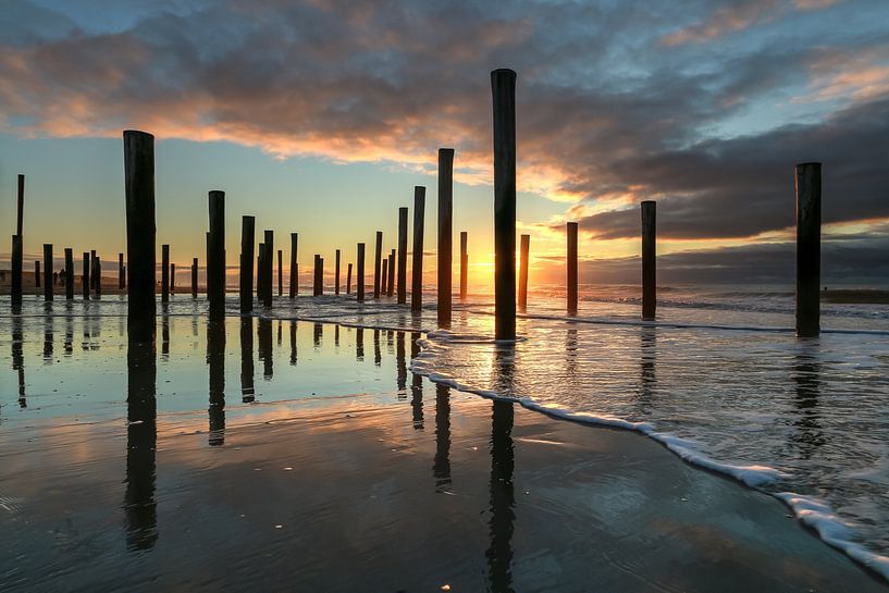 Beach Petten at sunset by FotoBob