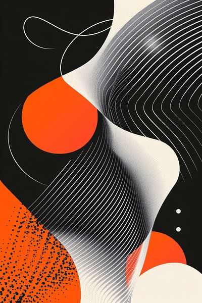 Formes abstraites en noir, blanc et orange par Imperial Art House