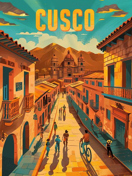 Berg-Tor in Peru: Cusco Cityscape Kunstdruck von Travel Shop