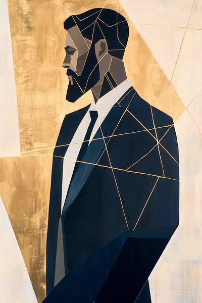 Geometric portrait of a man in a suit by Poster Art Shop
