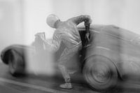 Coureur historique en noir et blanc