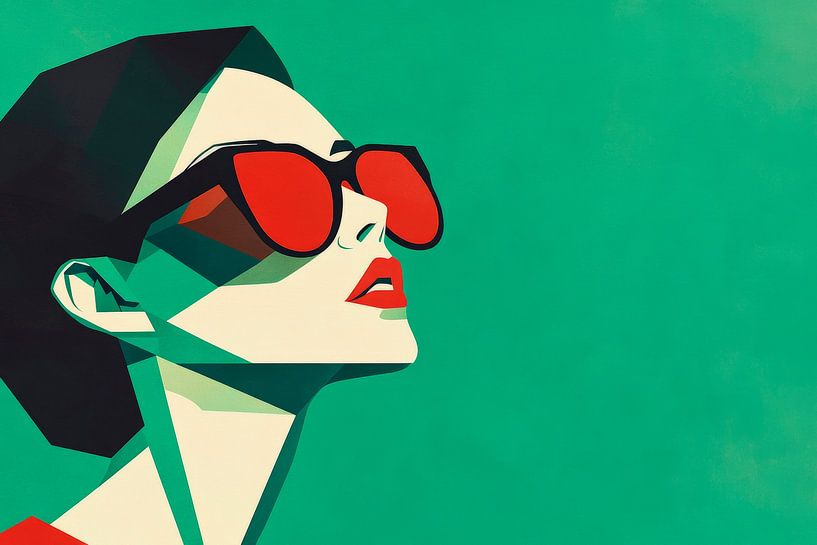 Femme moderne en lunettes de soleil, style et couleur par Poster Art Shop