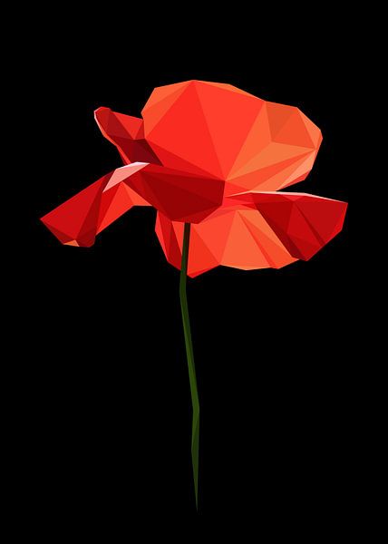 Klaproos Bloem in Abstract Lowpoly van Yoga Art 15