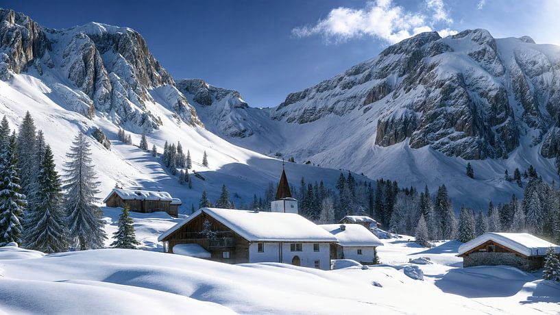 L'idylle hivernale dans les montagnes par Klaus Tesching - Art-AI