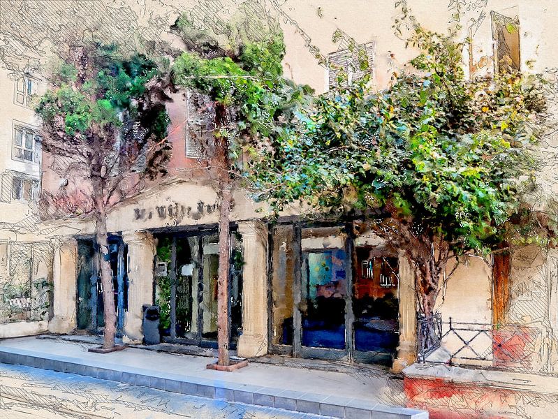 Malta St. Julians city watercolor painting #malta by JBJart Justyna Jaszke