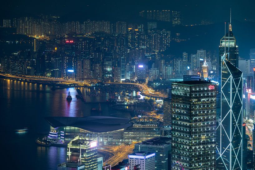 Hong Kong, china by night (panorama) by Michael Bollen