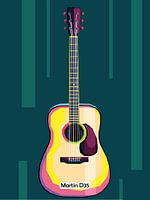 Best pop art poster Guitar type Martin d35 in trend illustration