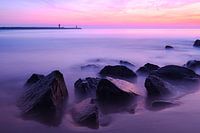 Phares de Scheveningen au coucher du soleil