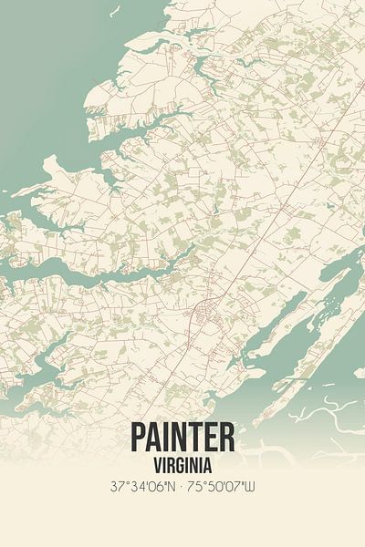 Carte ancienne de Painter (Virginie), USA. par Affiches de lieux