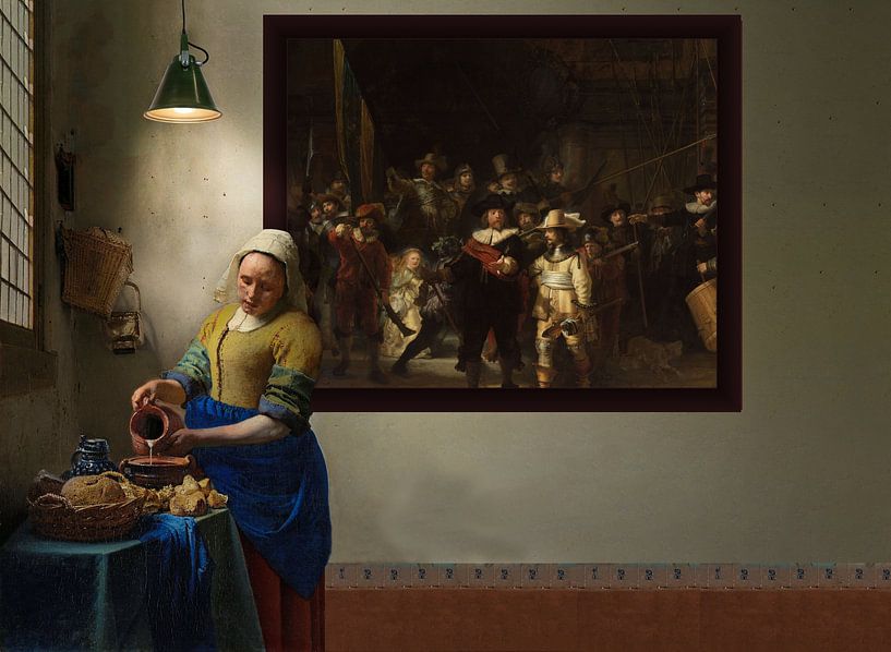 Das Milchmädchen und die Nachtwache - Vermeer und Rembrandt von Digital Art Studio