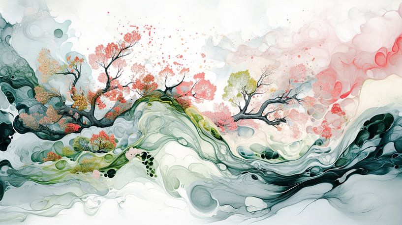 Zen meditation winter landscape panorama by Vlindertuin-Art