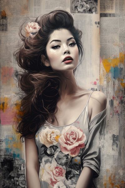 Pop-Art-Porträt kombiniert mit Collage von Studio Allee