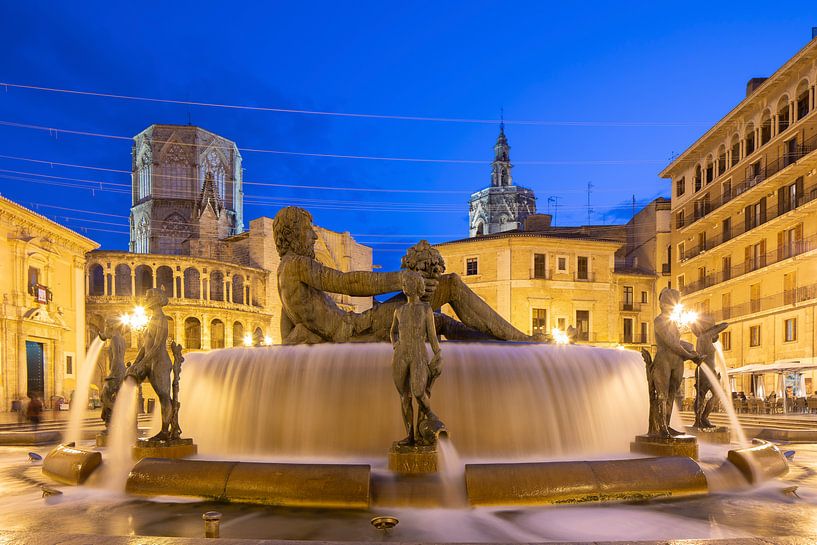 Brunnen Plaza de la Virgen Valencia von Elroy Spelbos Fotografie