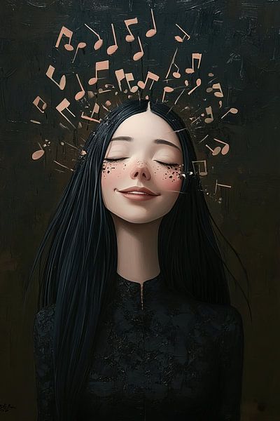 Frau mit Nüssen von Kunst Laune