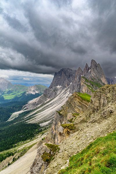 Seceda mountains dramatic cliffs in the Dolomites by Sjoerd van der Wal Photography
