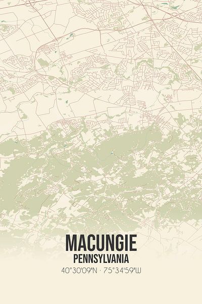 Alte Karte von Macungie (Pennsylvania), USA. von Ortsdrucke