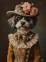dog in Victorian dress