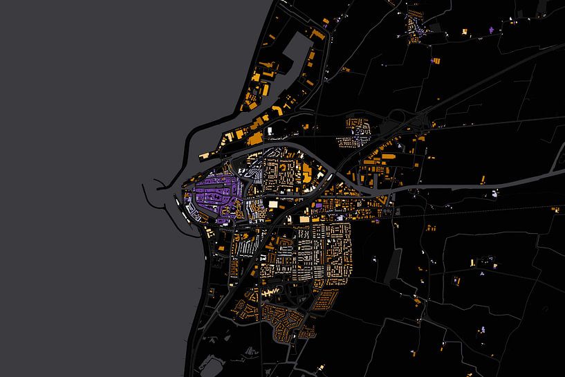 Kaart van Harlingen abstract by Maps Are Art
