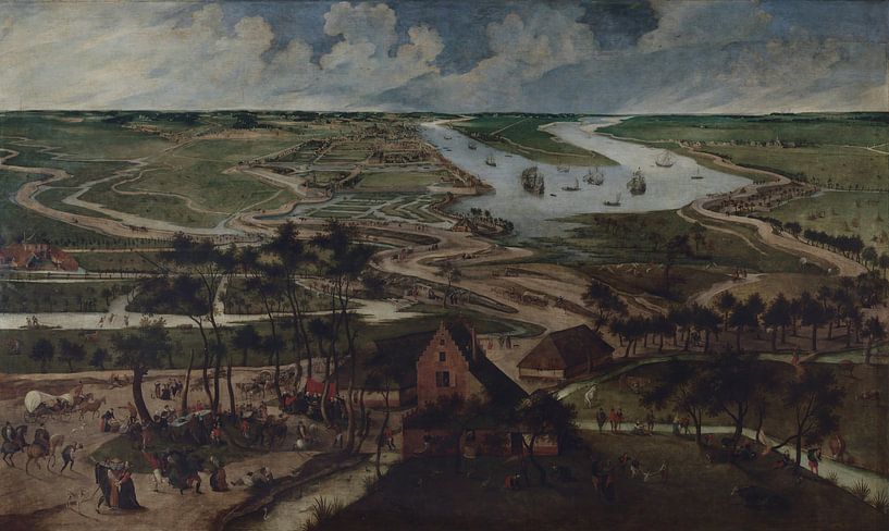 Abel Grimmer, Die Aalhäuser im Antwerpener Polder vor dem Slijk- oder Lillo-Tor von Atelier Liesjes