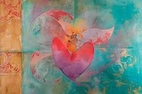 Abstract Heart – Colorful Painting in Turquoise and Gold
